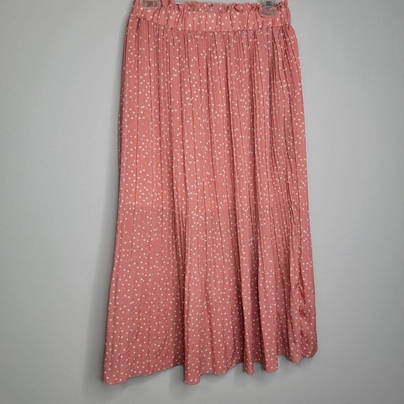 S Polka dot skirt Accordion Pleats Pink White EE - Picture 2 of 10